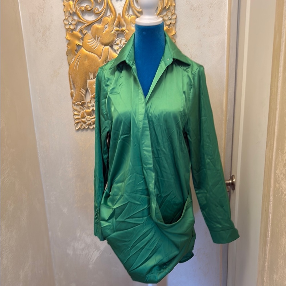 Vibrant Green Long-Sleeve mini dress